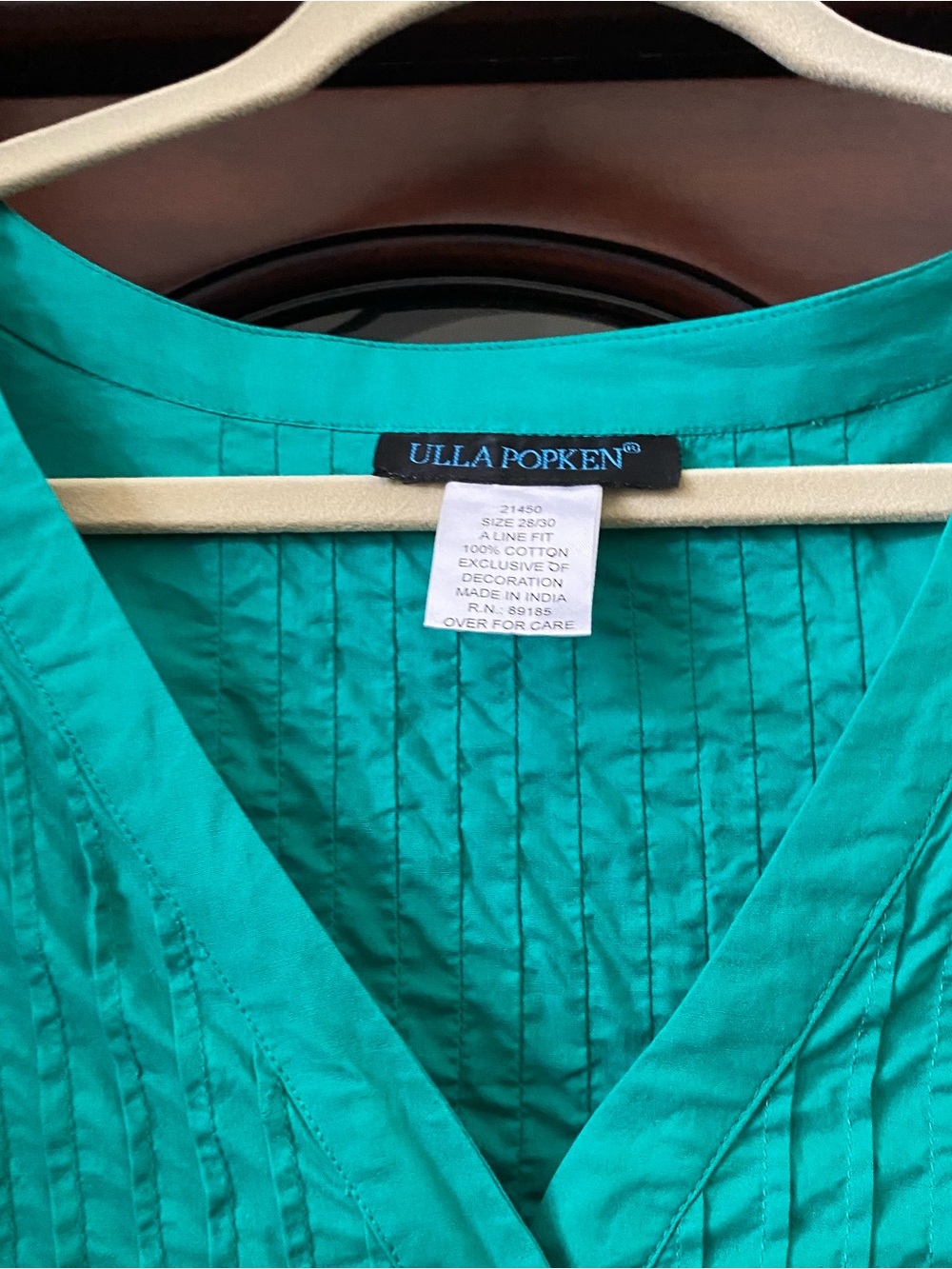 Ulla Popkin Green Women’s 28/30 Blouse 3/4 Sleeve Crochet Trim Button Down 4XL - Picture 4 of 5